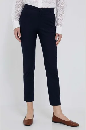 Benetton Kalhoty dámské, tmavomodrá barva, přiléhavé, high waist