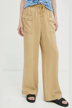 Mustang Kalhoty Style Drawstring Wide Leg dámské, barva, jednoduché, high waist