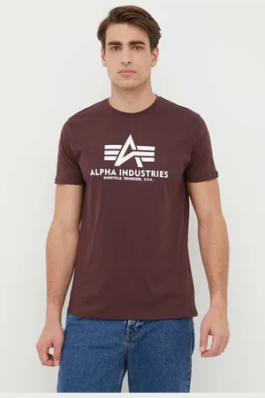 Alpha Industries Bavlněné tričko Basic T-Shirt vínová barva, s potiskem, 100501.21