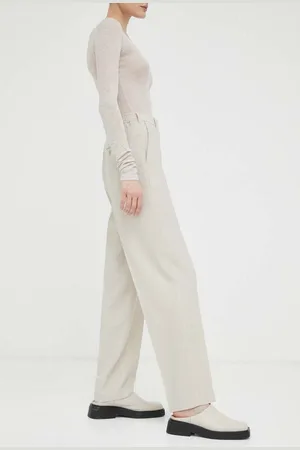 American Vintage Vlněné kalhoty barva, jednoduché, high waist