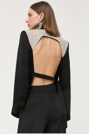 Victoria Beckham Vlněná bunda barva, bez zapínání, hladká