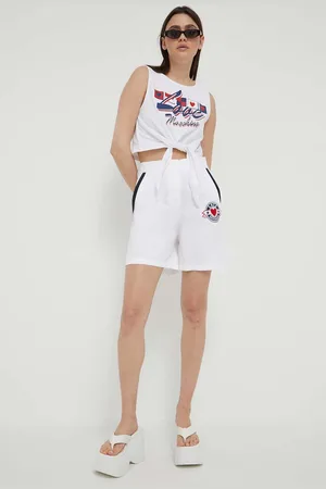 Moschino Bavlněné šortky barva, s aplikací, high waist