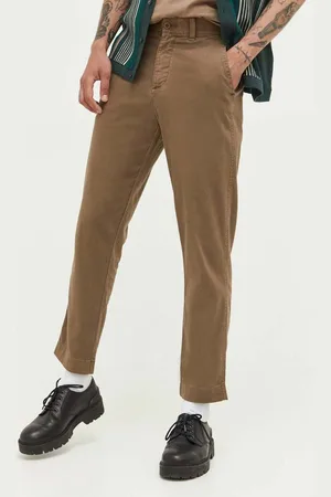 Abercrombie & Fitch Kalhoty s příměsí lnu barva