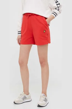 Lyle & Scott Bavlněné šortky barva, hladké, high waist
