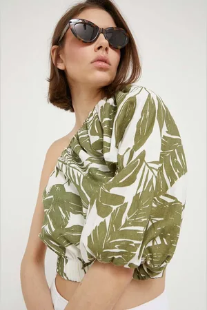 Abercrombie & Fitch Lněná halenka barva, vzorovaná