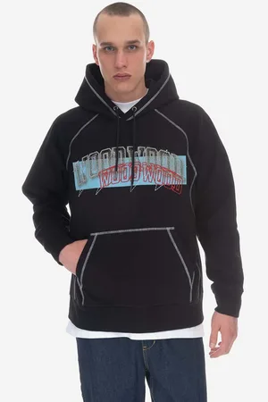 WoodWood Bavlněná mikina Fred IVY Assemblage Hoodie GOTS 12245604-2493 BLACK pánská, barva, s potiskem
