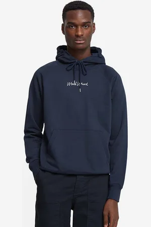 WoodWood Bavlněná mikina Fred Hoodie 12045600-2474 pánská, tmavomodrá barva, s kapucí, potiskem