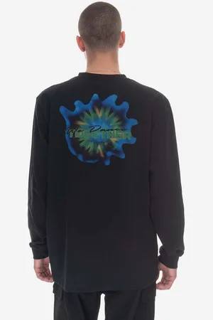 WoodWood Bavlněné tričko s dlouhým rukávem Herc Placement Long Sleeve 12315403-2106 BLACK barva, s potiskem