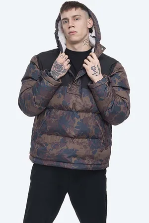 WoodWood Péřová bunda Andy Down Anorak 12035909-1223 KHAKI AOP pánská, barva, zimní