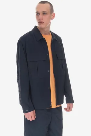 WoodWood Bunda Lennon Nylon Overshirt 12315301-5066 NAVY pánská, tmavomodrá barva, přechodná
