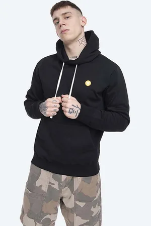 WoodWood Bavlněná mikina Ian Double A 10005600-2424 Black pánská, barva, s kapucí, hladká
