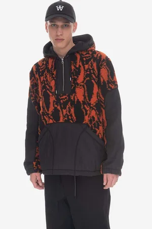 WoodWood Mikina Palmer Swirl Print Fleece Hoodie 12245600-2075 RUST pánská, barva, s kapucí, vzorovaná