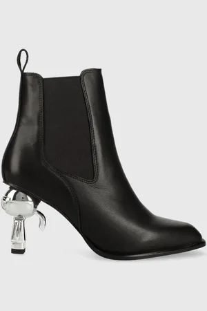 Karl Lagerfeld Kožené kotníkové boty IKON HEEL dámské, barva, na podpatku, KL39060