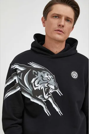 Philipp Plein Mikina pánská, barva, s kapucí, s potiskem