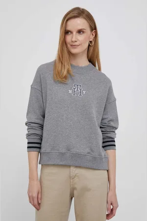 Tommy Hilfiger Bavlněná mikina dámská, barva, melanžová
