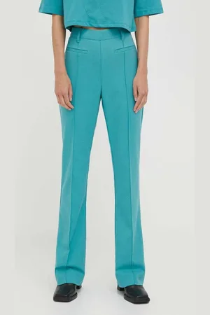 Gestuz Kalhoty Caisa dámské, zelená barva, zvony, high waist