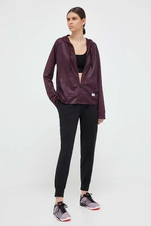 DKNY Mikina dámská, vínová barva, s kapucí, vzorovaná, DP3J8949