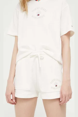 Tommy Hilfiger Bavlněné šortky barva, s potiskem, high waist