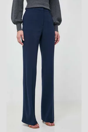 Michael Kors Kalhoty dámské, tmavomodrá barva, široké, high waist