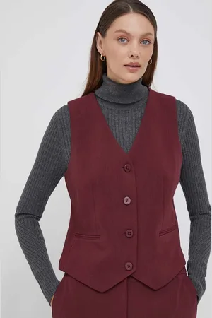 DKNY Vesta vínová barva, jednořadá