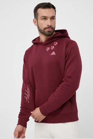 adidas Mikina pánská, vínová barva, s kapucí, s aplikací