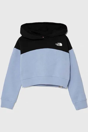 The North Face Dětská bavlněná mikina G DREW PEAK CROP P/O HOODIE s kapucí, hladká