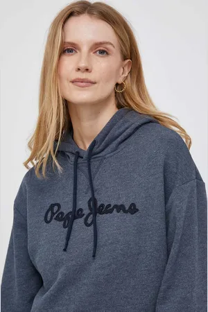 Pepe Jeans Mikina Nanette dámská, tmavomodrá barva, s kapucí, s aplikací