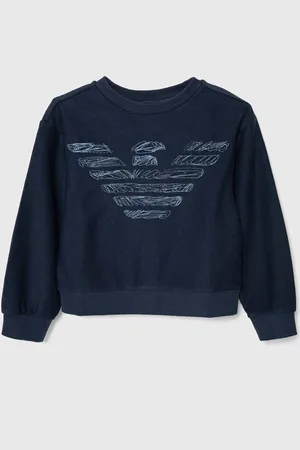 Emporio Armani Dětská mikina tmavomodrá barva, s aplikací