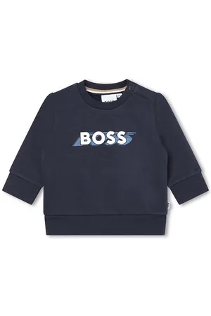 HUGO BOSS Dětská mikina tmavomodrá barva, s potiskem