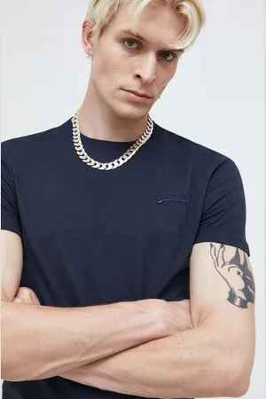 Superdry Bavlněné tričko tmavomodrá barva