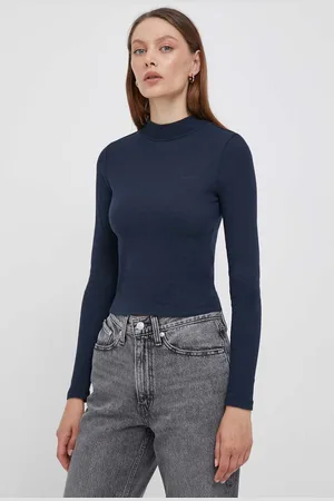 Pepe Jeans Tričko s dlouhým rukávem tmavomodrá barva, s pologolfem