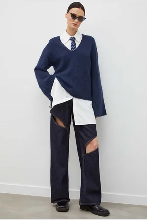 By Malene Birger Vlněný svetr Cimone dámský, tmavomodrá barva