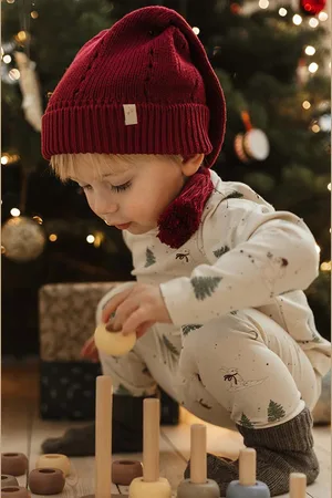 Thats Mine Dětska čepice Noël vínová barva, z tenké pleteniny