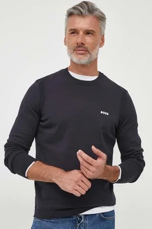 HUGO BOSS Svetr pánský, tmavomodrá barva, lehký