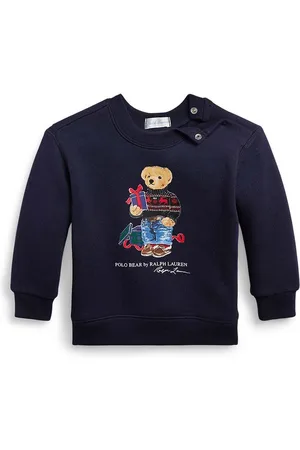 Ralph Lauren Kojenecká mikina tmavomodrá barva, s potiskem