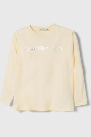 Calvin Klein Dětské bavlněné tričko s dlouhým rukávem barva, s potiskem