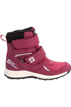 Jack Wolfskin Dětské zimní boty WOODLAND WT TEXAPORE HIGH VC vínová barva
