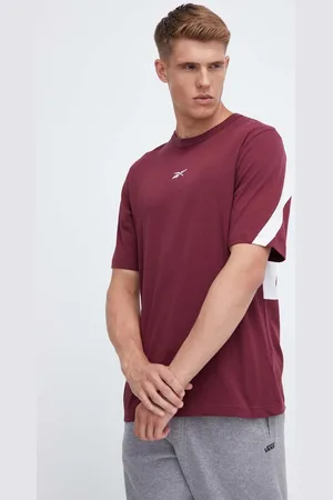 Reebok Bavlněné tričko vínová barva, s aplikací