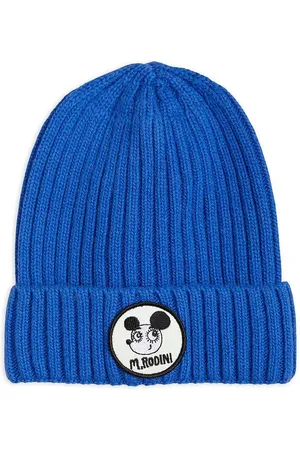 Mini Rodini Dětská vlněná čepice tmavomodrá barva