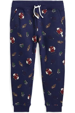 Ralph Lauren Dětské tepláky tmavomodrá barva, vzorované