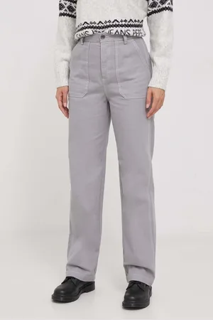 Benetton Bavlněné kalhoty barva, jednoduché, high waist