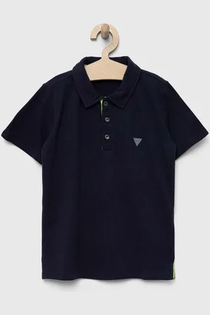 Guess Dětská bavlněná polokošile tmavomodrá barva