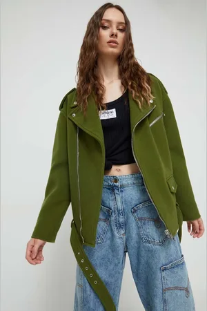 Moschino Vlněná bunda barva, přechodná
