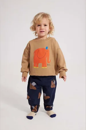 Bobo Choses Kojenecké bavlněné tepláky tmavomodrá barva, s potiskem
