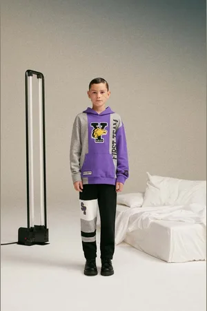 Sisley Dětská bavlněná mikina barva, s kapucí, s aplikací