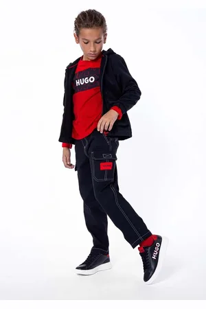 HUGO BOSS Dětská mikina barva, s kapucí, s aplikací