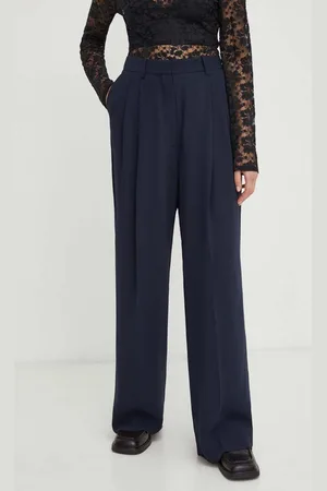 DAY Birger et Mikkelsen Kalhoty dámské, tmavomodrá barva, široké, high waist