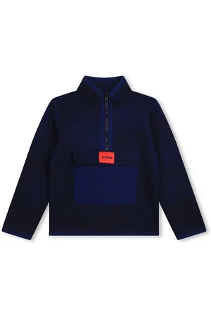 HUGO BOSS Dětská mikina tmavomodrá barva, s aplikací