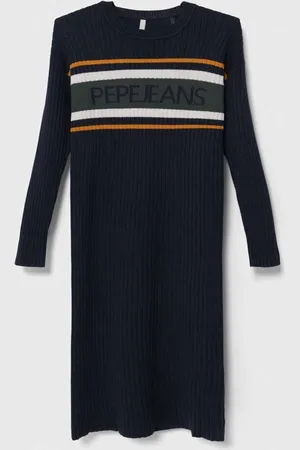 Pepe Jeans Dívčí šaty tmavomodrá barva, midi
