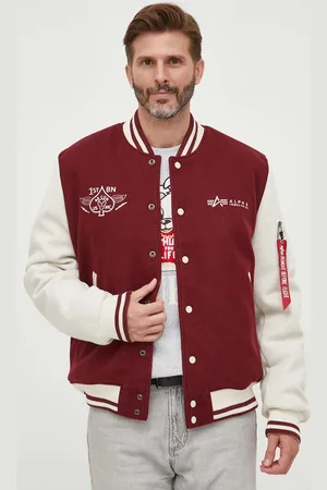 Alpha Industries Bomber bunda Varsity Air Force Jacket vínová barva, přechodná
